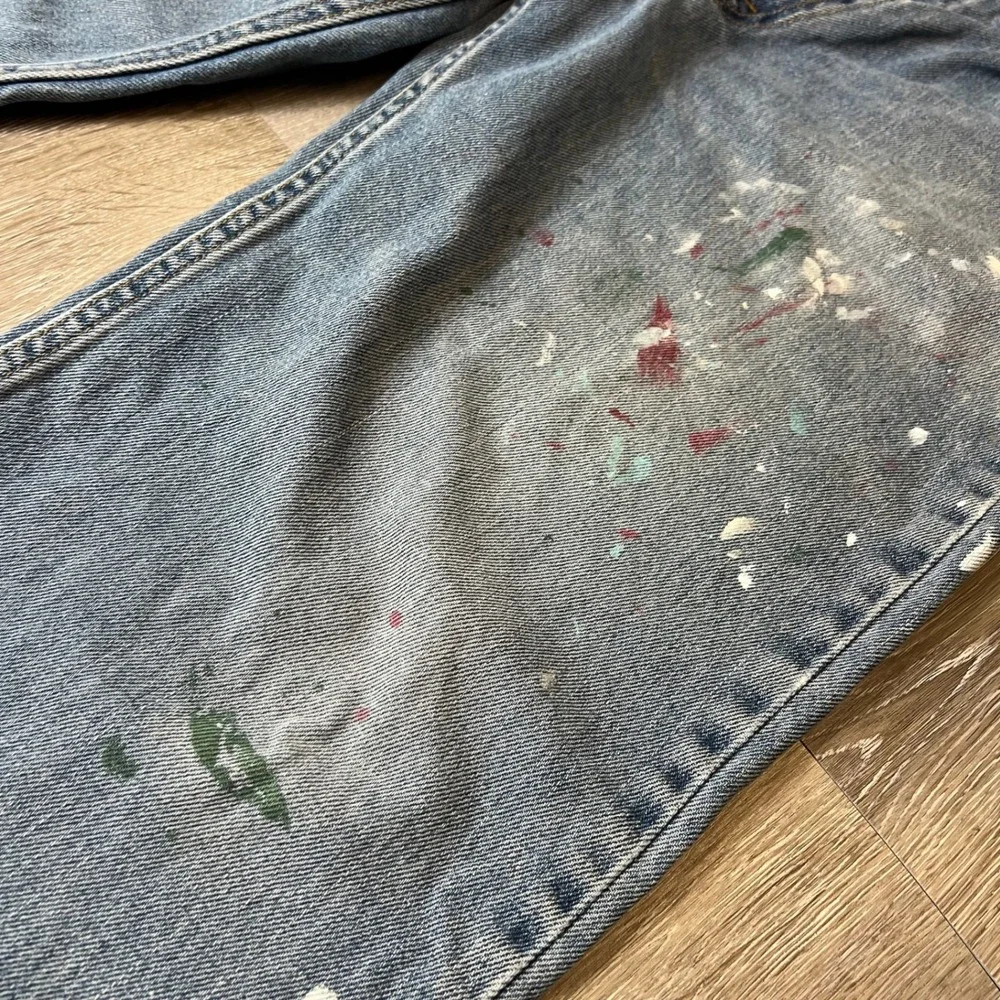 Levi's 550 Relaxed Fit Mens 36x32 Blue Paint Splatter Distressed Baggy Jeans
